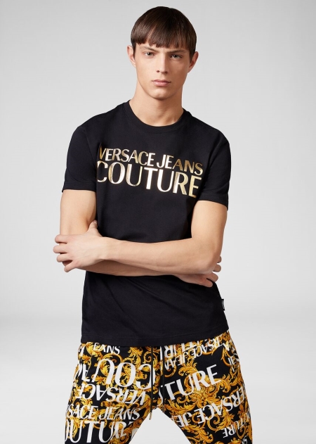 Tricouri Versace Foil Logo Cotton Barbati | TQSCUGK-74